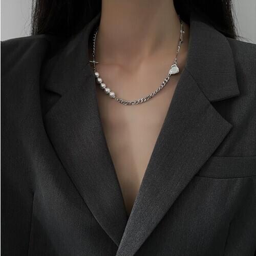 Simple Imitation Pearls Alloy Chain Choker Necklace Geometric Necklace For Women Fashion Sex Jewelry Prom Accessories