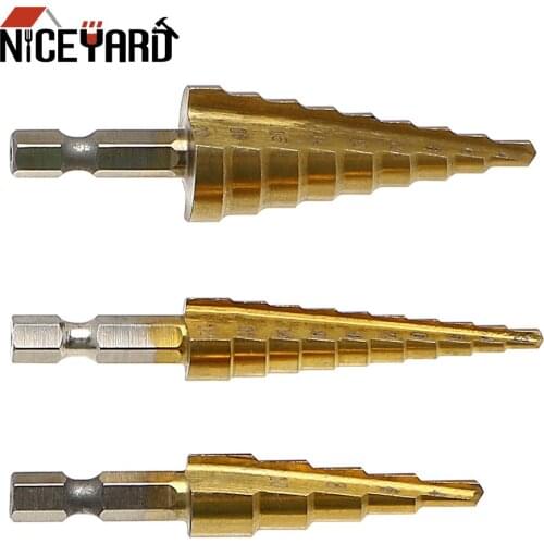 NICEYARD 3-12mm 4-12mm 4-20mm High Speed Steel Wood Metal Drilling Titanium Plating Pratical Step Drill Hand Tools Set