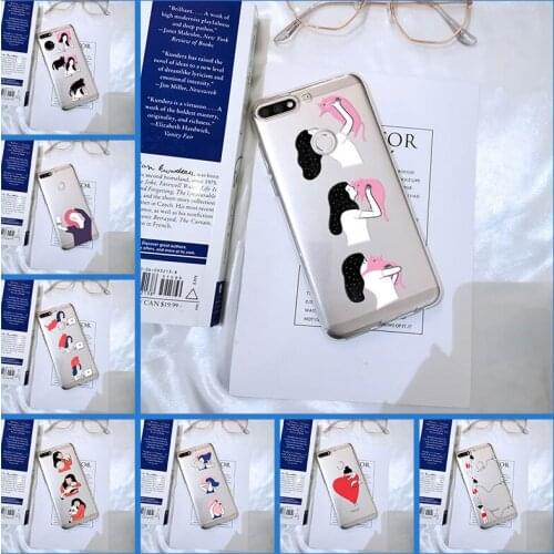 Silicone Case For Huawei Honor 8X MAX 10 9 8 7 Soft Funny Girl Cartoon Cover For Honor 7 8 9 10 Lite 7S 7X 7A 7C Pro Phone Case