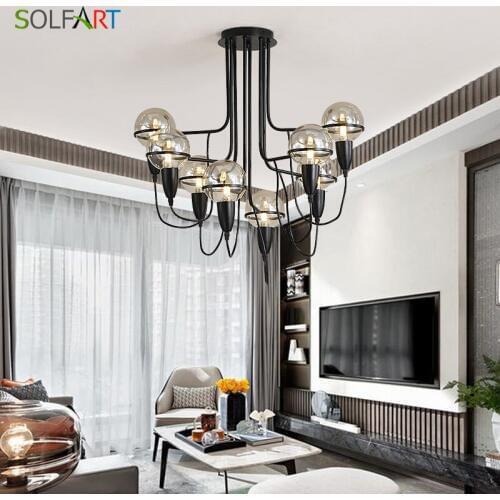 Modern Led Chrome Metal Chandelier Glassl Pendants For Chandeliers Retro Style Hanging Led Light