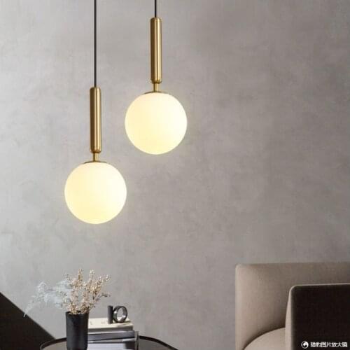 Nordic modern minimalist glass restaurant chandelier bar table single head hotel light luxury bedroom bedside chandelier