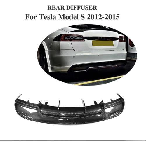 Carbon Fiber Rear Bumper Race Diffuser Lip Spoiler for Tesla Model S Base Sedan 4-Door 2012-2015