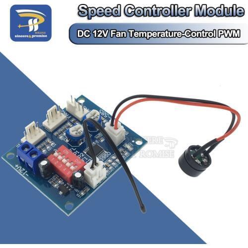 DC 12V 5A PWM PC CPU Fan Temperature Control Speed Controller Module Buzzer High-Temp Alarm NTC B 3950 Thermistor 50K