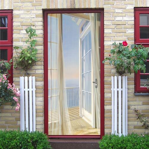 Sea Beach Door Sticker Vinyl DIY Self-adhesive Waterproof Wallpaper Home Decor Living Room Bathroom Removable Poster Wall Decals