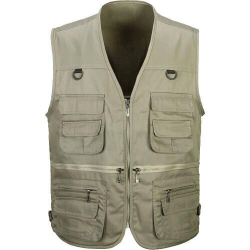 Spring outdoor multi-pocket Hiking fishing vest Reporter Photographer waistcoat mens Sleeveless Jacket Tactical Vest Male