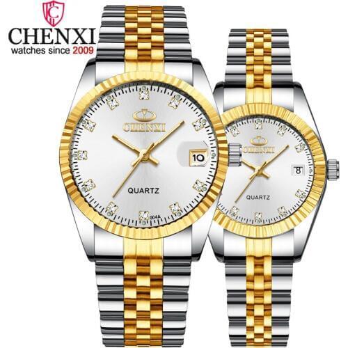 1PCS Luxury Brand CHENXI Silver Gold Watches For Women Quartz Watches Men Clock Watch Lovers Gift Wristwatches Lady & Man Watch