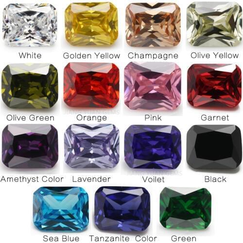 1PCS Per Colors Total 15pcs Size 4x6mm ~ 10x12mm Octangle Shape Loose Cubic Zirconia Stone