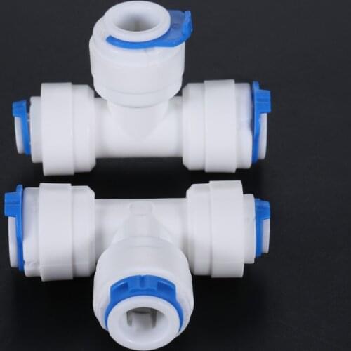 2Pcs Reverse Osmosis Quick Coupling 1/4 3/8 Hose Connection T Connector 2 Way Equal Elbow RO Water Plastic Pipe Fitting