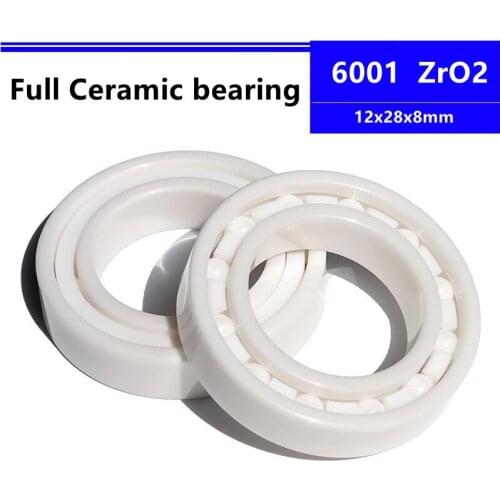 4pcs/10pcs 6001 12x28x8mm Zirconia Full ZrO2 Ceramic Deep Groove Ball Bearing Precision Nonmagnetic 12*28*8mm