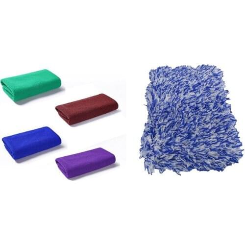 4X Microfiber Cleaning Cloth Drying Towel (30x70cm, Blue,Purple,Coffee,Green) with Cleaning Towel Sponge Block Blue