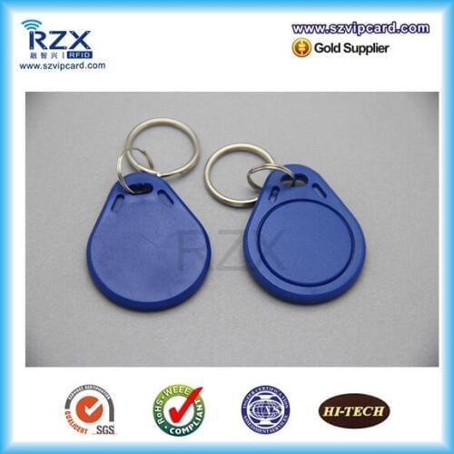 500pcs Blue color FM1108 rfid key fob 13.56Mhz smart key chain for access control system