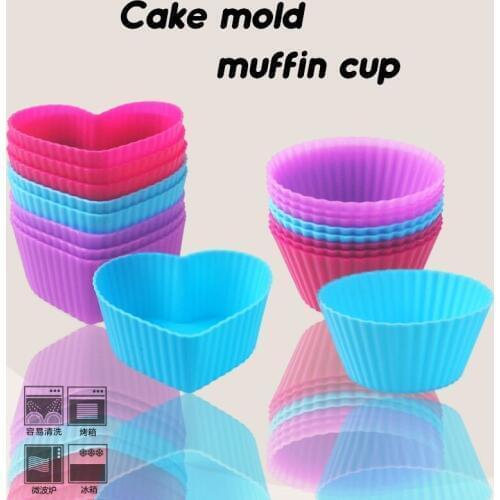 8Pcs Reusable Muffin Cup Cake Mold Jelly Mould Baking Accessories Cupcake Maker Kitchen Gadgets Silicone Heart Shaped