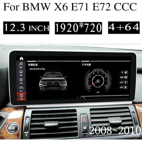 For BMW X6 E71 E72 2008-2010 CCC Built-in CarPlay 12.3 Inch Screen Car Stereo Audio Multimedia 4G SIM Navigation GPS Navi Radio