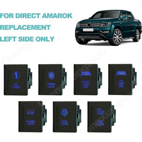 12V 3A Blue Led Car Switch For VW Amarok Push Switch Replacing fits Left Side Only, On Off With Jumper Wires Led Switch