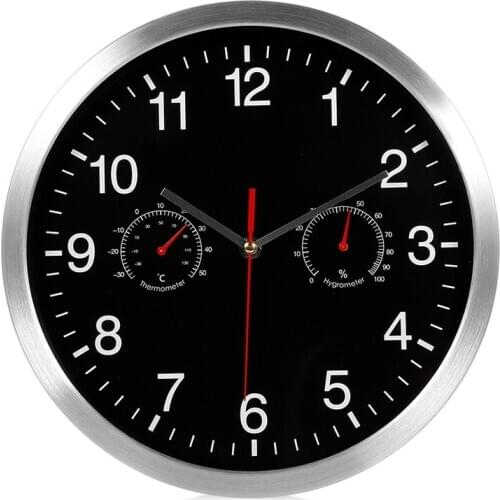 3 in 1 Silent Quartz Wall Clock Quiet Movement Thermometer Hygrometer No-Ticking Home Art Decor Wall Clock