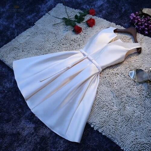 NOBLE WEISS Satin Simple Bridesmaid Dresses A-Line Wedding Party Dress Cheap Bridesmaid Gown Knee Length