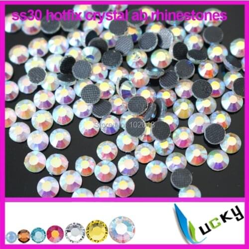 Bling DMC Hotfix Rhinestones SS30 Crystal AB 288pcs Glass Gold Light Brides Stones Wholesale Glue on Rhinestones