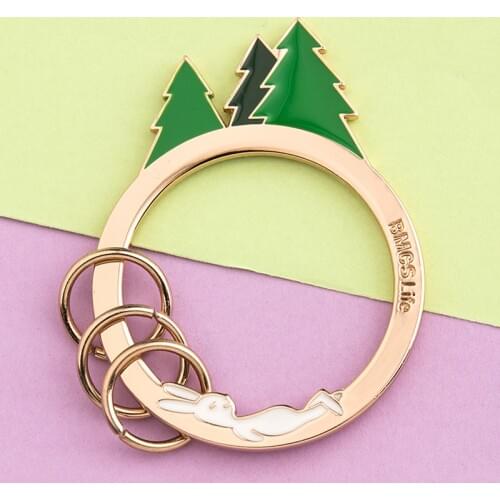 Cute Key Rings Nordic Style Simple Forest Mountains Car Keyring Purse Pendant Bag Charm Keychain Holders Lovers Couple Best Gift