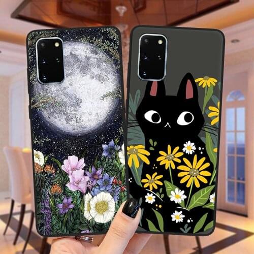 Leopard Dog Cat With Flowers Phone Case For Samsung S20 FE S8 S9 S10 Plus S10E Note 20 Ultra 10 Lite Black Soft Silicone Cover