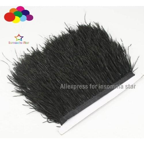 Black fluffy beautiful ostrich feather trim cloth sideband 3-6in wide Suitable Crafts Costume