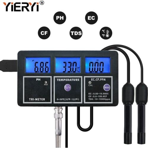 Yieryi Digital 5 In 1 PH EC TDS CF TEMP Water Quality Tester Professional Online PH Meter for Aquarium Swimming Pools Laboratory