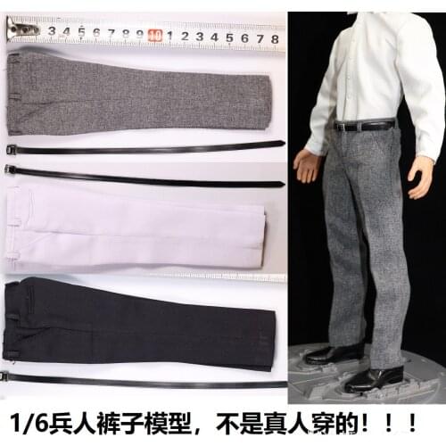 1/6 Male soldiers clothes suit pants belt black white grey Business suit pants for 12 inches TBLeague PH Action figure
