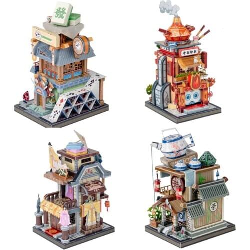 Art Model 3D Metal Puzzle Art Tour China Teahouse clothing store Model kits DIY Laser Cut Assemble Jigsaw Toys GIFT For Children
