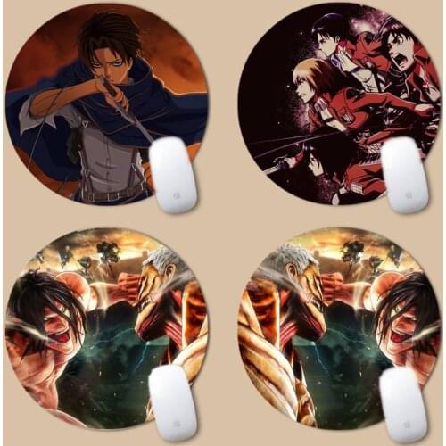 Attack on Titan Natural Rubber Gaming mousepad Desk Mat Round Non-slip Cushion