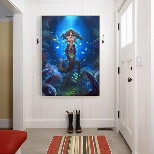 Citon The legend of the Magic Mermaid Canvas Art Oil painting Artwork Picture Wall Decor Modern Home Living room Decoration