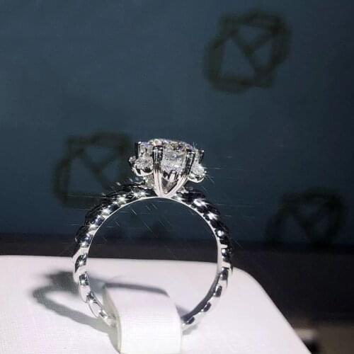 925 Sterling Silver Moissanite Ring Solid Diamond Round Cut 6.5mm 8mm 9mm Genuine Love Ring for Marriage