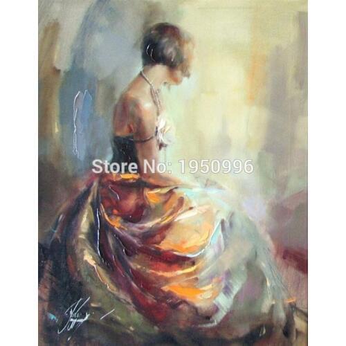 Short hair Sexy Lady Modern Art Skilled Artist Handmade High Quality Knife Beauty Oil Paintings instrument Painting On Canvas