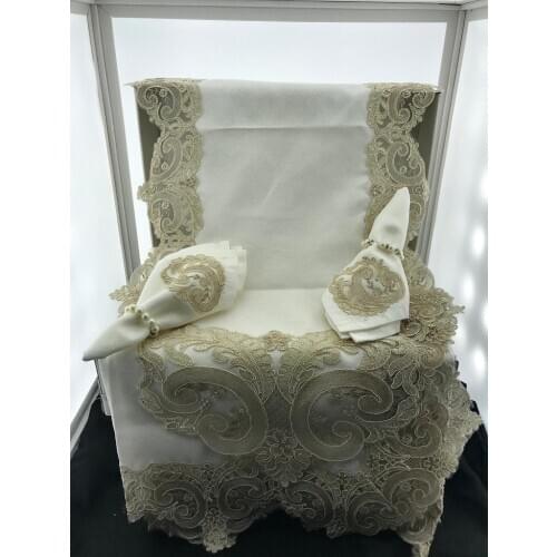 Leke Tutmaz Lüx Masa Örtüsü Takımı Yemek Seti 12 Kişilik