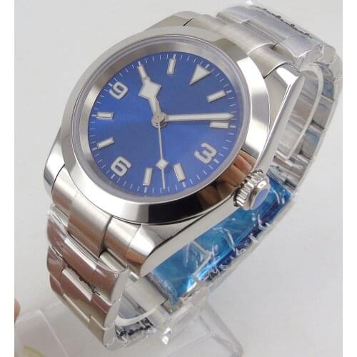 36mm Sterile Blue Dial Sapphire Glass Date Luminous MIYOTA 8215 Automatic Mechanical Mens Watch