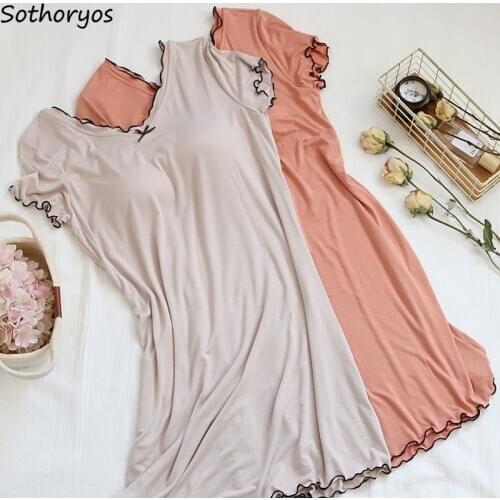 Nightgowns Women Bow Mini Low Neck Padded Sleepshirts Summer Plus Size M-5XL Comfortable Fashion Sweet Sleepwear Womens Ins New