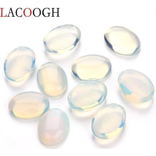 Wholesale New Fashion 10pcs Natural Bulk White Opal Beads 10x14 13x18mm Flat Back Oval Cabochons Stone Beads for Jewelry Makings