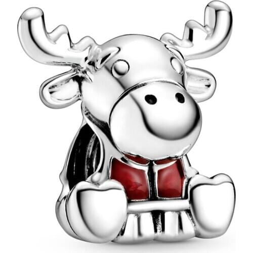 Original Red Enamel Vest Canada Moose Maple Leaf Branch beads Fit 925 Sterling Silver Charm Bracelet Bangle Diy Jewelry