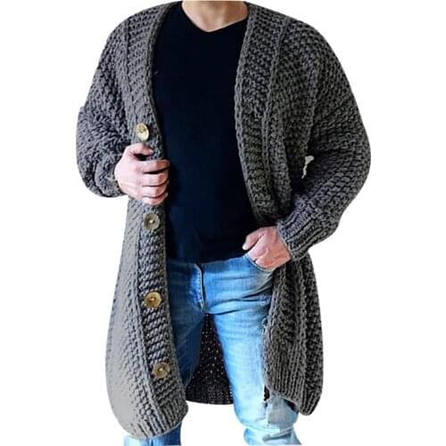 Autumn Winter Mens Cotton Cardigan O-Neck Warm Botton Spacious Soft No Yq Long Jacket Knitted Casual Male Sweater Pull Homme