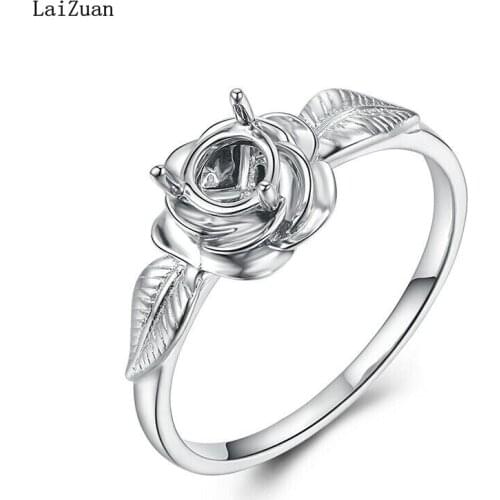 Semi Mount Jewelry Engagement Ring Solid 10k White Gold Round 5mm Without Stones