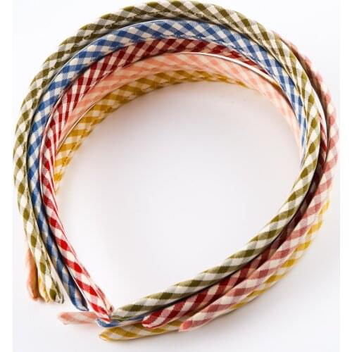 Popular Preppy Retro Style Girl Headband Set Matching Hair Ring Plaid Fabric Handmade Headband Wild Hair Accessories