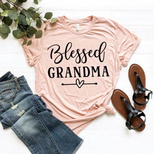 Blessed Grandma Shirt Personalized Grandma T-Shirt Mom Life Tee Christmas Gift Grandma Women Casual Plus Size Tees Tops
