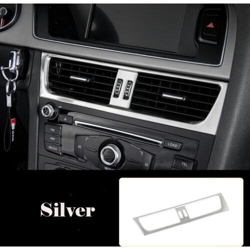 Silver Center Console Air Outlet Vent Cover Frame Trim for Audi A4 B8 A5 Q5 LHD 2012-2016 Car Styling Accessories
