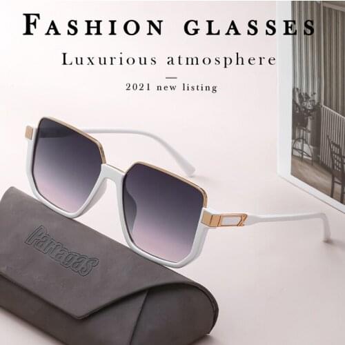 Maricr Vintage Fashion White Square Oversized Sunglasses For Women 2021 Popular Luxury Designer Sun Glasses Woman Ladies Shades