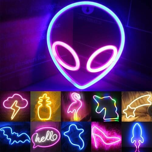 LED Neon Light for Halloween Party Supplies Cloud Neon Signs Room Decoration Christmas Alien Night Lights Wall Hanging Neon Lamp