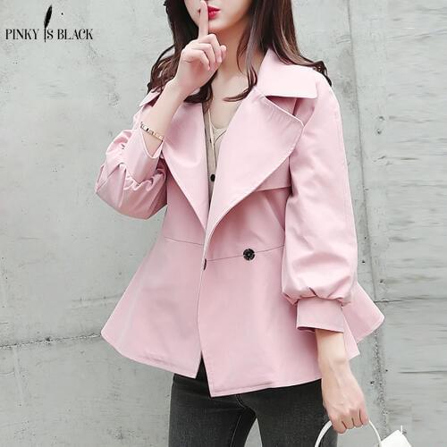 PinkyIsBlack Casaco Feminino 2019 Short Trench Coat For Women Autumn Spring Womens Windbreaker Outwear Trench Female