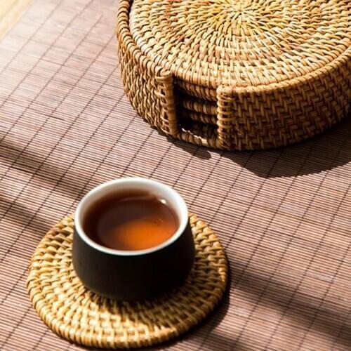 Heat Insulation Handmade Rattan Plate Coaster Placemat Mat Kitchen Cup Accessory
