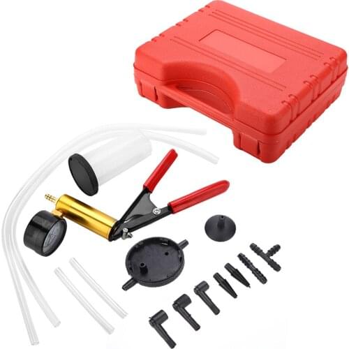 Brake Bleeder Vacuum Pump Vacuum Tester Brake Bleeding Tool Kit For Car Motorcycle Manual Vacuum Pump (Red)