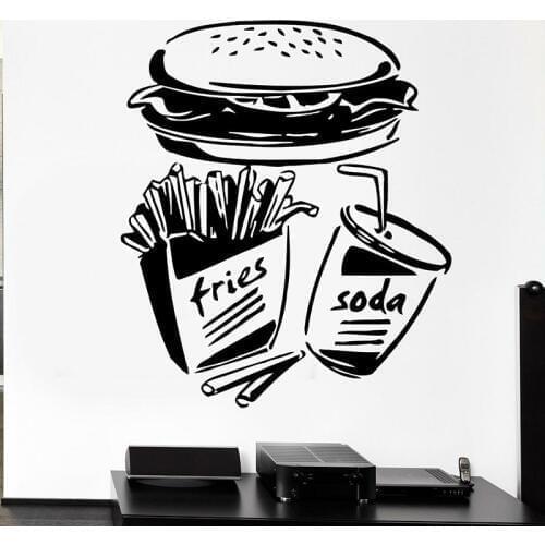 Fast Food Wall Decal Fries Soda Burger Fridge Window Vinyl Stickers Restaurant Dining Room Kitchen Interior Decor Wallpaper E603