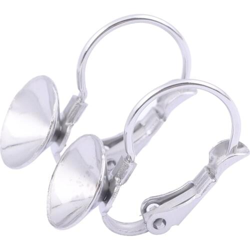 20pcs Stainless Steel Lever Back Earring Findings 8mm Dia Rivoli Stone Setting Beze Blanks Diy Jewelry Making Accessories