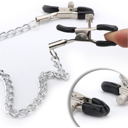 Fantasy Sexy Breast Nipple Clamps with Chain Clips for Women Nipples and Clitoris Stimulation Adult Game Fetish Sex Toys
