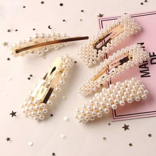 New Fashion 3 Pcs/Set Women Girls Acrylic Hollow Rectangle Hair Clips Tin Foil Sequins Hairpins Pearl Barrettes Hair Accessorie